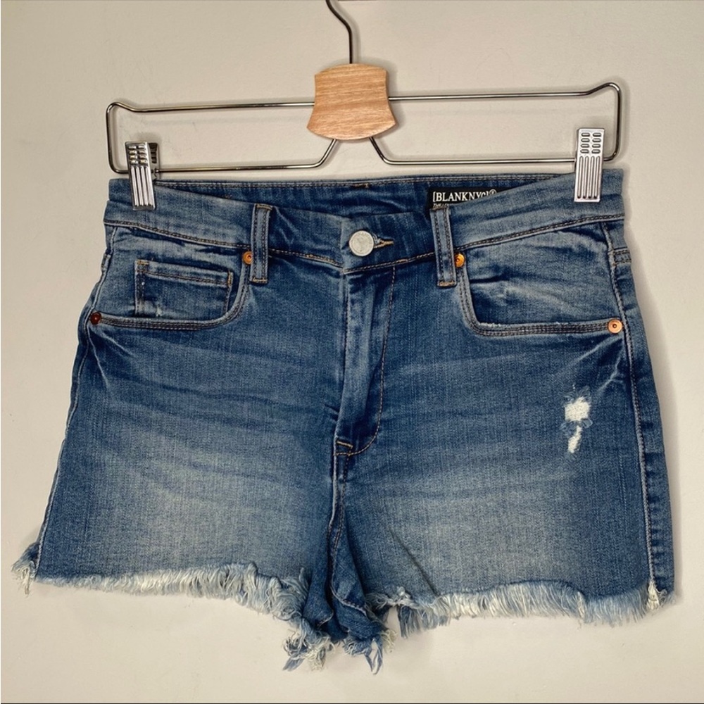 Blank NYC The Lenox Distressed Blue Denim
Jean Shorts